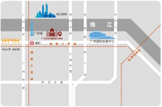 廣州市紡織服裝職業學校赤崗校區路線圖